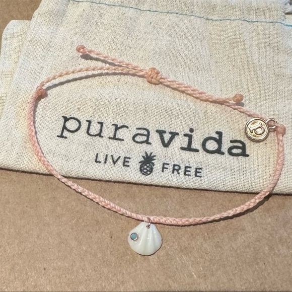 PURA VIDA Peach Mini Braid with Shell Charm Bracelet NEW rare! - Picture 3 of 6